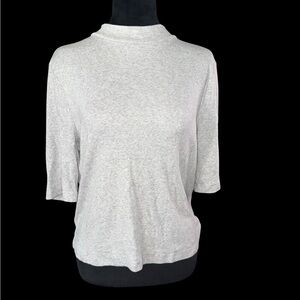 Express Light Gray Short Sleeve Mock Neck Top